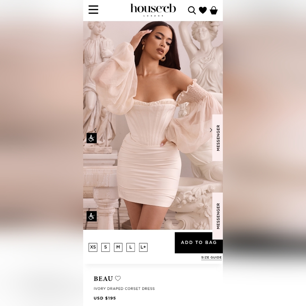House of CB Beau Ivory Corset Dress NWOT